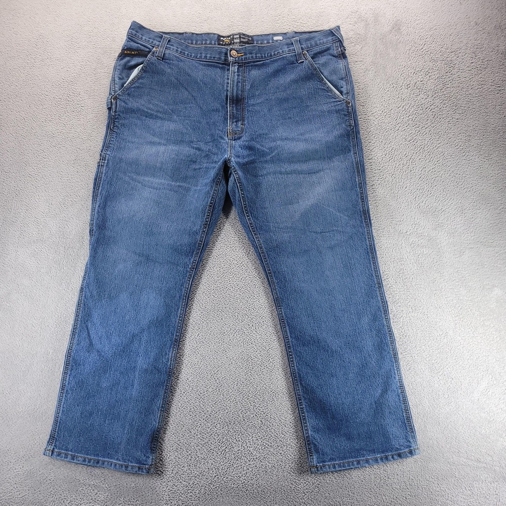 Ariat Rebar M4 Jeans Mens 42x30 Blue Relaxed Bootcut Medium Wash Stretch Denim
